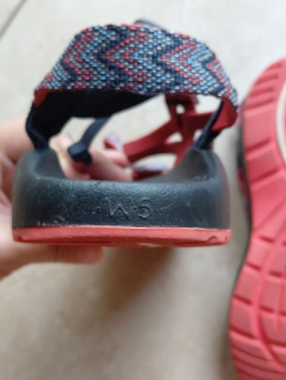 Chaco Sandals With Navy And Coral Straps
